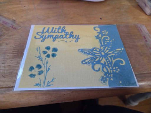With Sympathy with Dragonfly and flowers